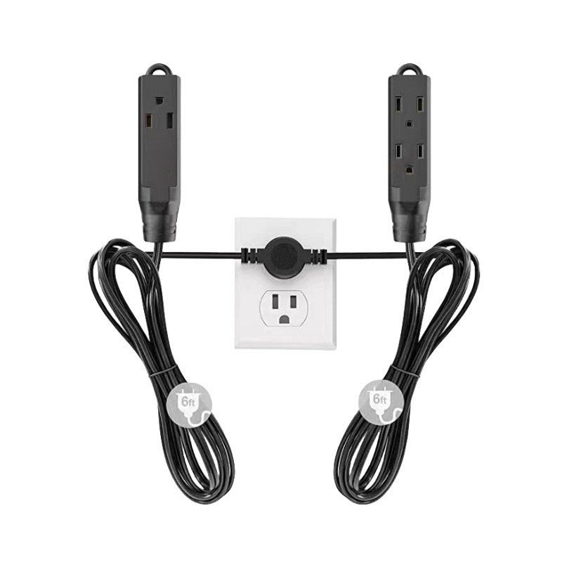 One-out two-gauge power cord 2-core American standard polarity large and small piece plug with power board flat plug extension cord