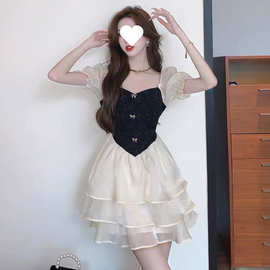 【1506人收藏】夏季法式高级感泡泡袖收腰气质显瘦新款蛋糕裙在逃