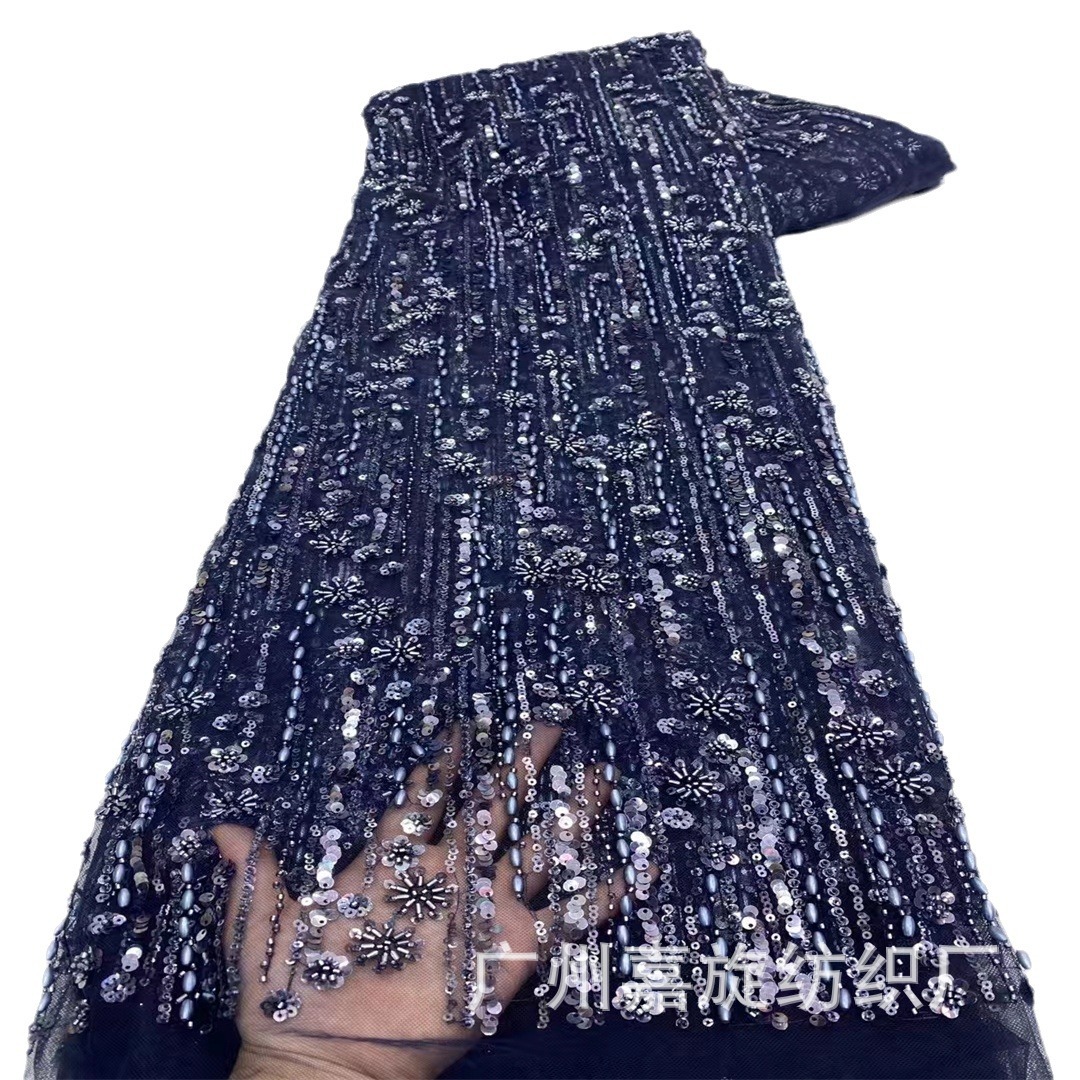 Nuevo arroz rayas cuentas tubo vestido de novia tela moda etapa desgaste vestido malla encaje JX4084