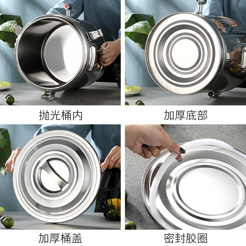 Cubo aislado para uso comercial, gran capacidad con grifo, cubo de acero inoxidable para té con leche, cubo aislado para agua caliente y leche de soja.