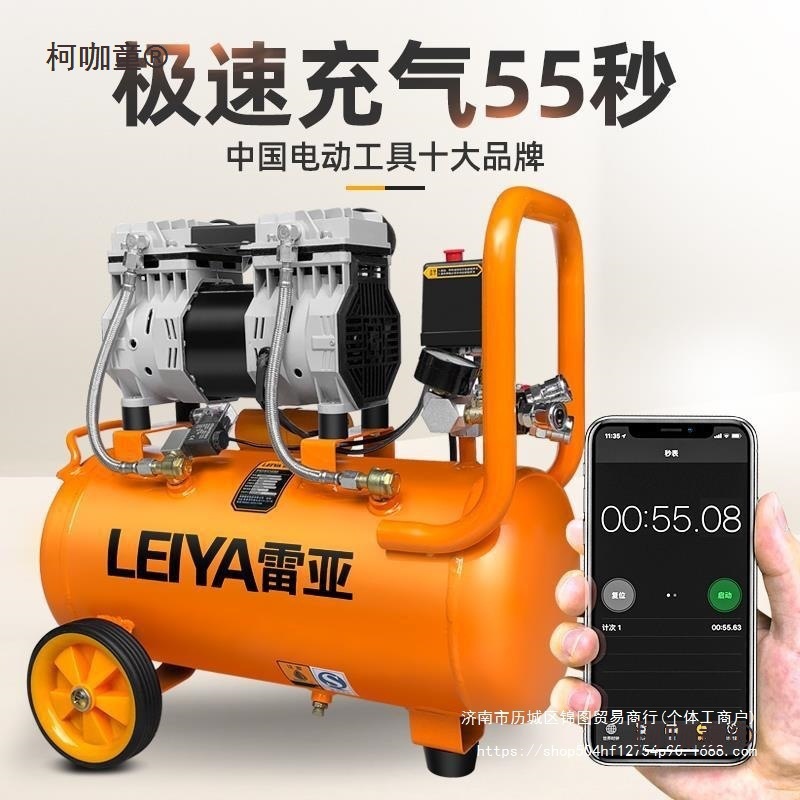 美国雷亚小型气泵无油空压机30L静音220V充气木工便携喷漆麦太保