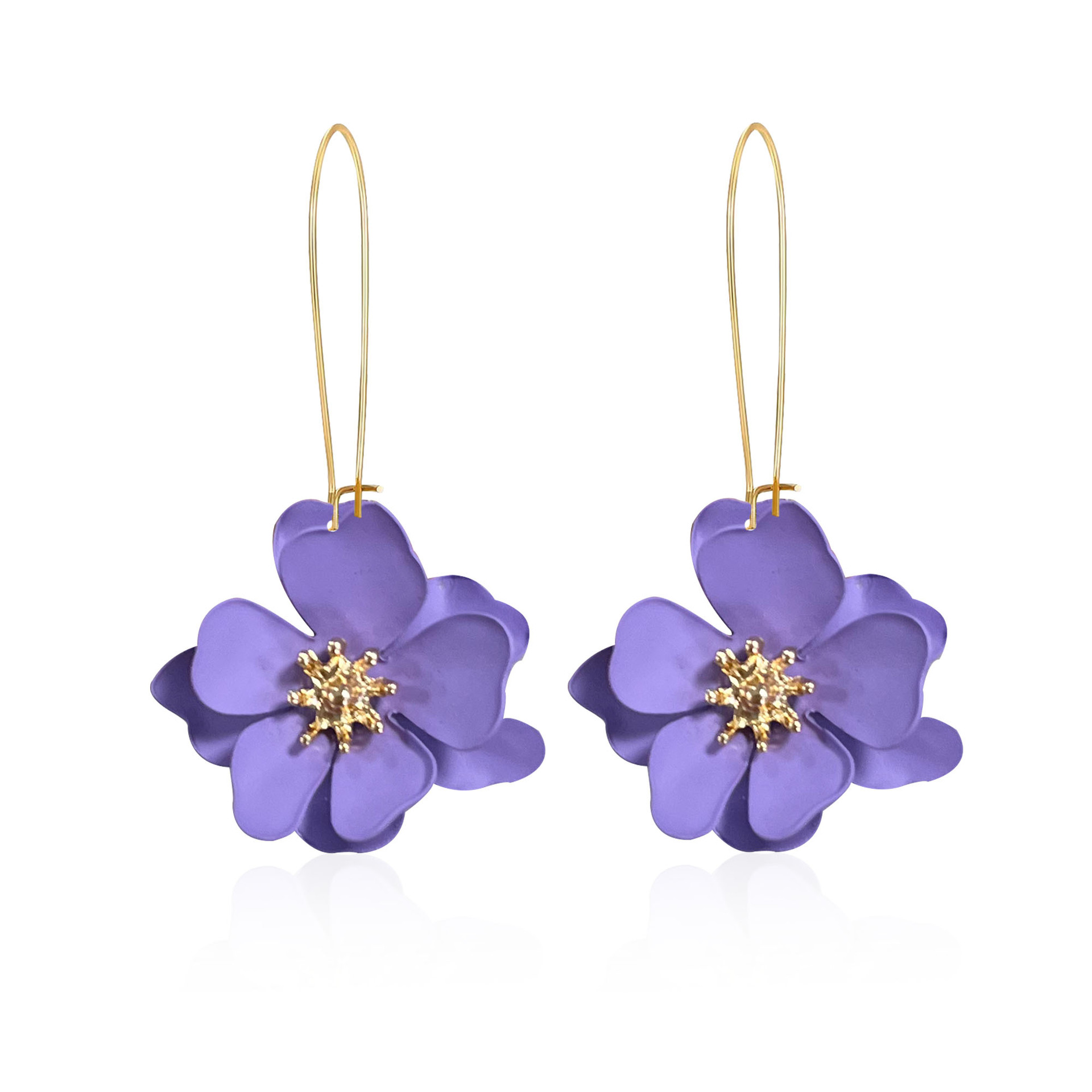 1 Pair Vintage Style Simple Style Flower Spray Paint Plating Metal Drop Earrings display picture 13