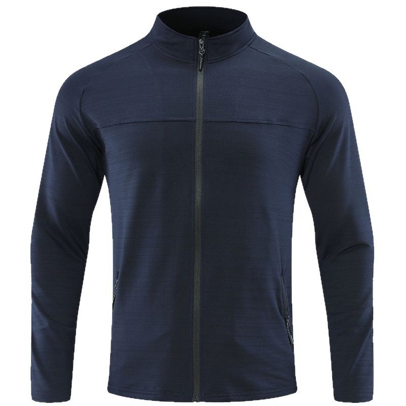 Hombres secado rápido elástico chaqueta de manga larga al aire libre montañismo ropa de carrera de cuello vertical chaqueta a prueba de viento cardigan transpirable moda