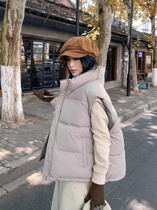正反两面穿立领时尚棉马甲女短款2025年新款坎肩背心外套上衣女装|undefined