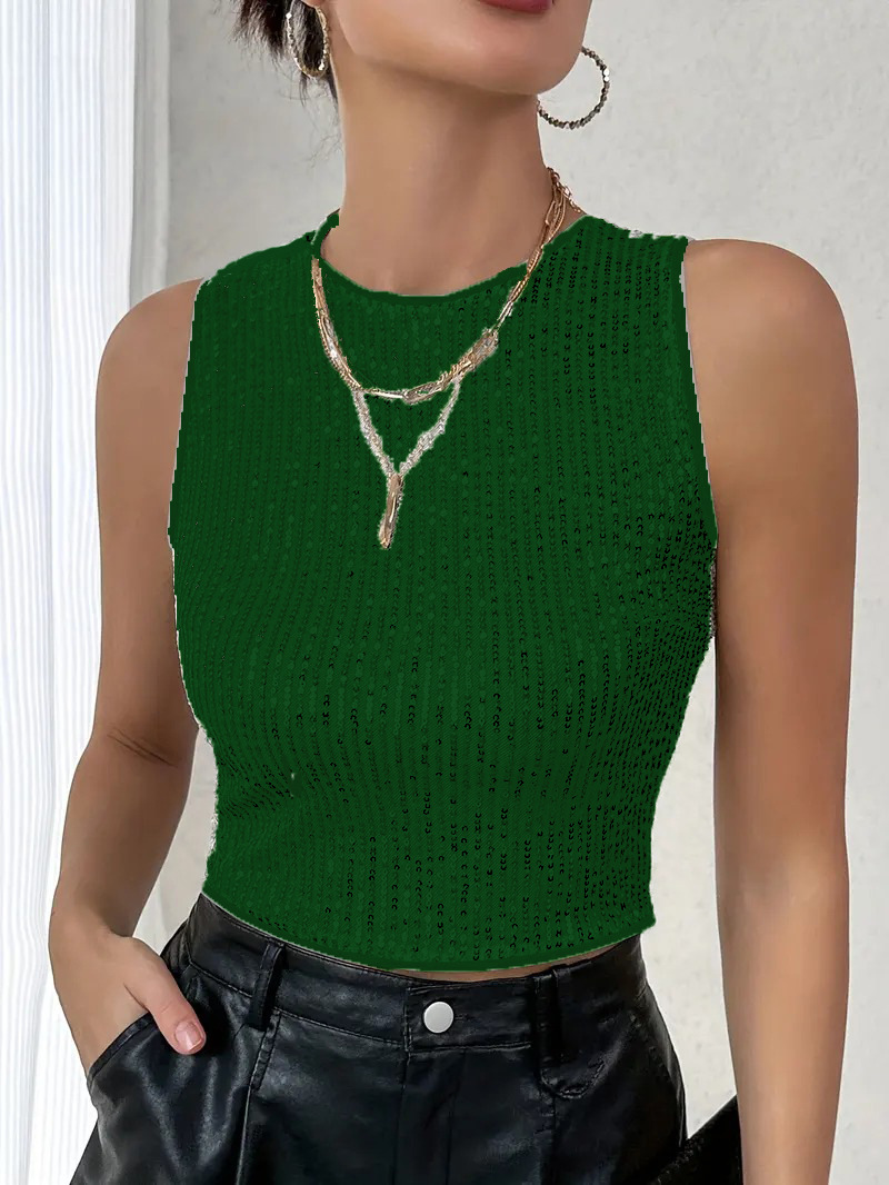 Chaleco ajustado de moda informal con lentejuelas de verano, popular, popular, europeo y americano, transfronterizo (8 colores) image 11