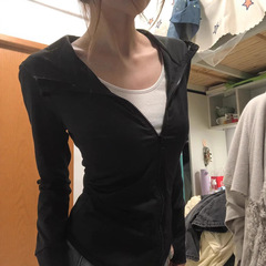 山东即墨卫衣上衣女黑色升级气质显身材百搭bm带帽秋季显瘦外套