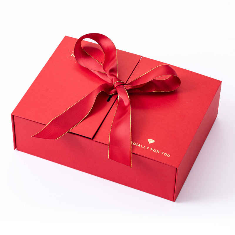 Año nuevo rojo split caja de regalo boda caramelo doble puerta caja de regalo creativa en stock al por mayor