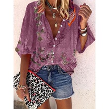 V 49620 Floral Print V-Neck Blouse ӡ��������� ŷ���羳