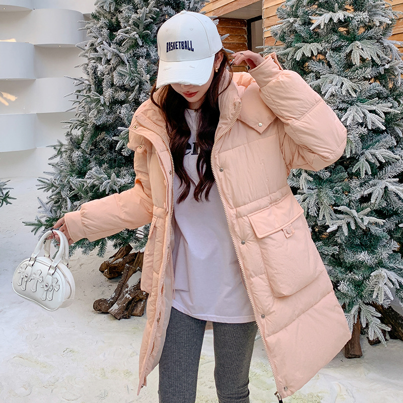 Algodón de invierno para mujeres con sombrero largo 2025 nuevo algodón de moda coreano chaqueta de algodón suelta abrigo caliente grueso