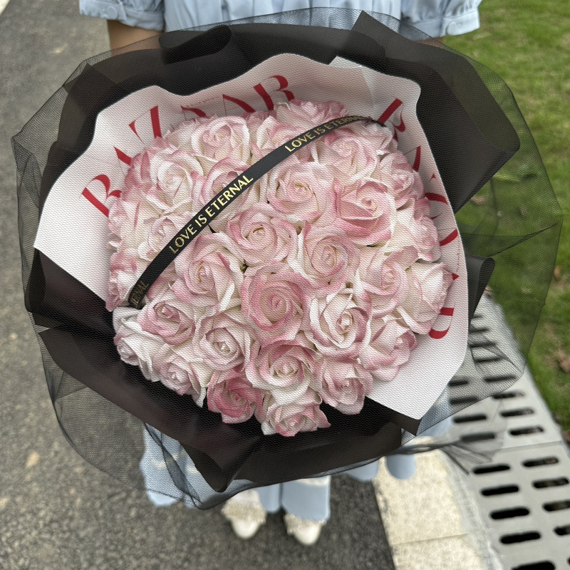 生日送女生大束碎冰蓝玫瑰黑骑士花束仿真香皂花闺蜜妈妈|undefined