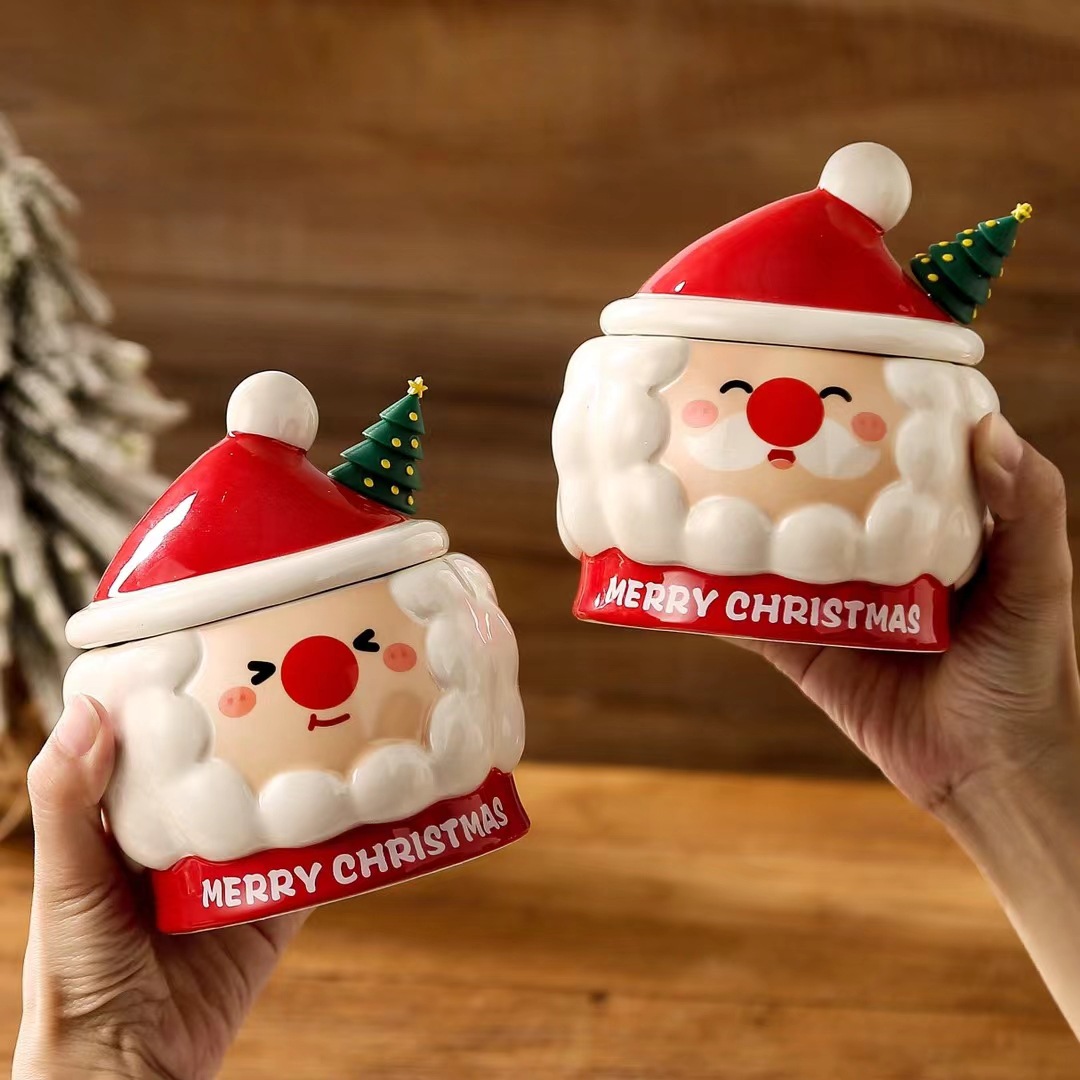 Personalidad creativa taza de Santa Claus forma tridimensional taza de beber lindo con regalo de la mano taza de café de alta apariencia