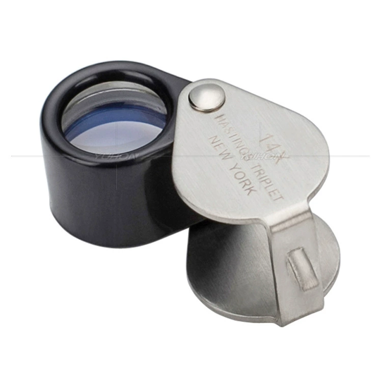 Карманный Тип 14 раз 12 мм экспортная оптическая линза полностью Металлическая идентификация античный нефрит с кожаным футляром ювелирное увеличительное стекло