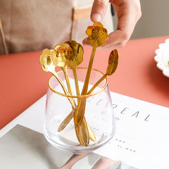 Ins creative spoon stainless steel spoon cherry blossom spoon rose spoon coffee spoon heart spoon drop shipping one piece