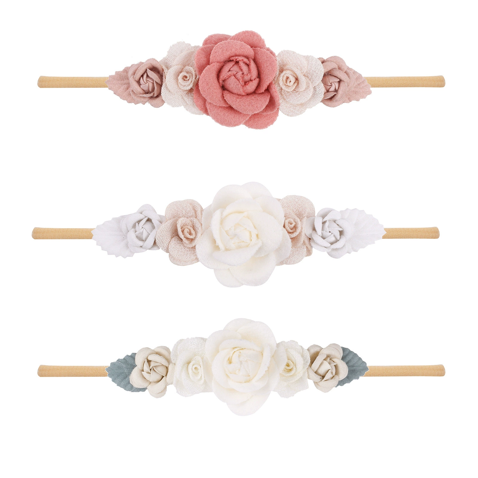 Европа и США большой цветочный ободок для волос Детская повязка для волос нейлоновая полоса Роза цветок шить сладкий Джокер оптовая продажа с фабрики