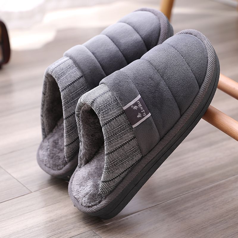 Winter Men's Extra Large Cotton Slippers Home Indoor Warm Slippers Winter Non-Slip Thick-Soled Shoes Slippers Men's Ready Stock