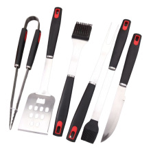 亚马逊户外烧烤BBQ不锈钢烤叉铲夹烤具清洁刷套装露营工具