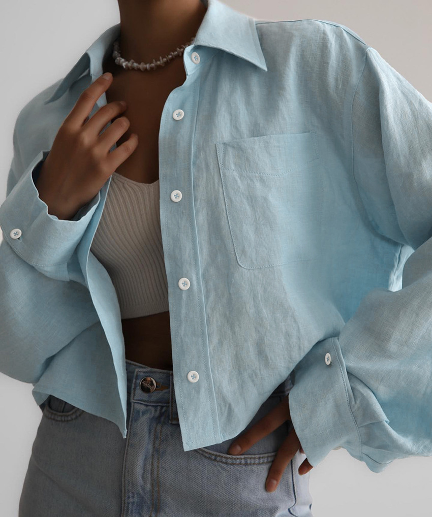 Loose Fit Type Wholesale Women's Streetwear Solid Color Long Sleeve Button Blouses