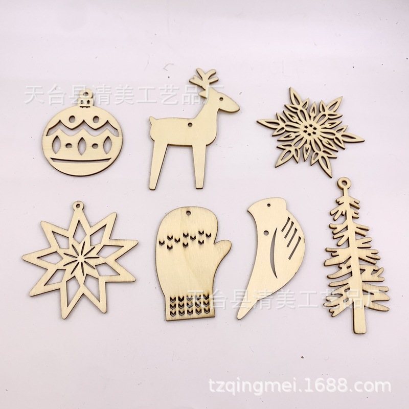 7 piezas de madera decorativas navideñas mezcladas Monopolio de Amazon Colgante de madera decorativa navideña 16 piezas en un paquete