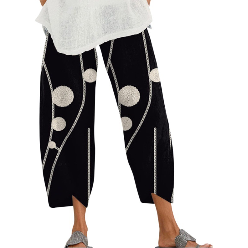 Lino de bambú 2023 nueva primavera suelta moda Impresión digital directa la fábrica pantalones casuales verano