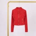 Limited edition red polka dot gold zipper cropped jacket