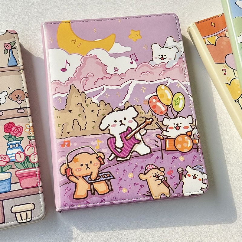 ラインパピー A5 レザー フルカラー インナーページ ノート かわいい漫画 学生日記 手元帳 ギフト|undefined
