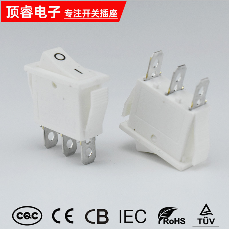 TUV欧规认证白色KCD3翘板开关3脚2档 船型三脚两档/三挡电源按键