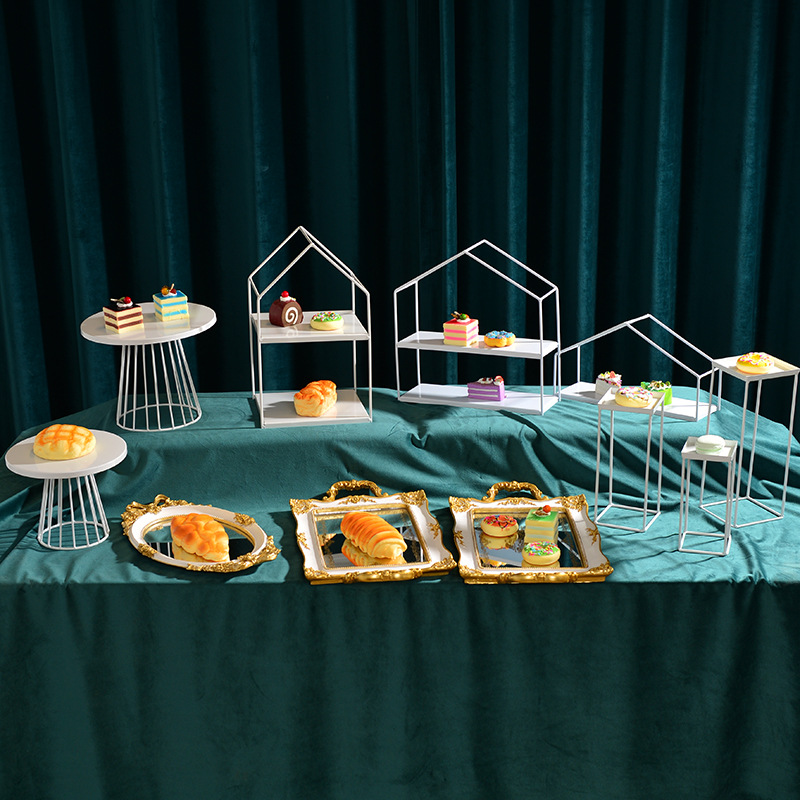 Plato de aperitivos de tres capas soporte de pastel mesa de postre de doble capa sala de estar casera creativa plato de fruta de cerámica Luz de lujo estilo europeo image 1