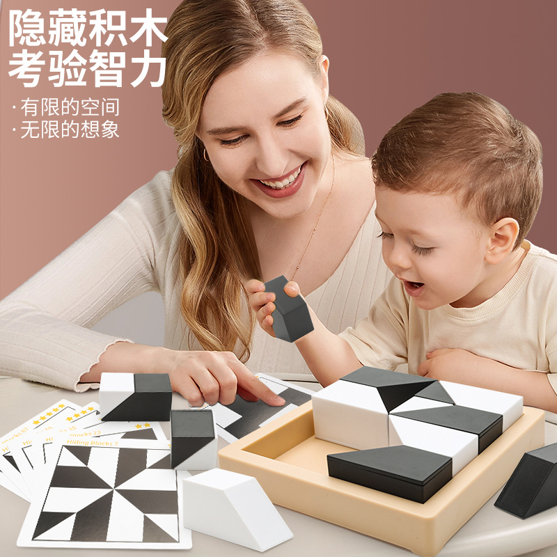Cross-Border Hidden Building Block Puzzle Toys to Cultivate Children's Spatial Logic Black and White Thinking and Imagination Ability Tabletop Games