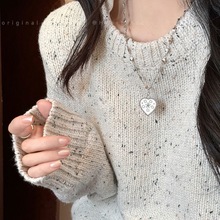 ins小众复古做旧桃心花朵项链酷女孩爱心吊坠百搭钛钢锁骨链颈链