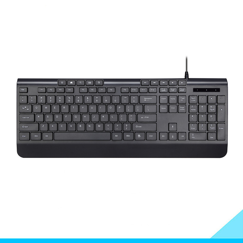 Wired Keyboard with Hand Rest, USB Interface, Industrial Multimedia, Silent Desktop External Ultra-Thin Notebook