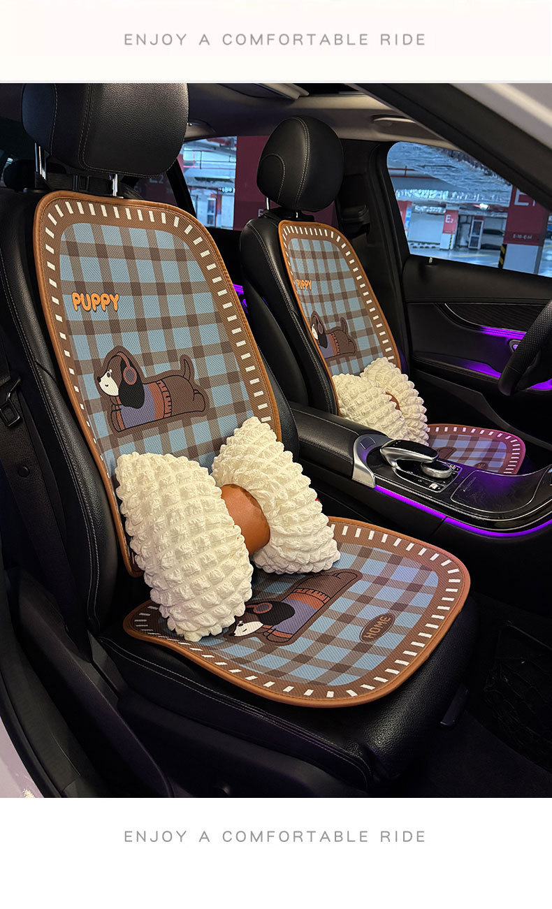 Car Cushion Four Seasons Universal Women's Seat Cushion Summer Breathable Cute Seat Cover High-end Half-bag New Seat Cover