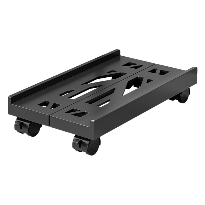 Base de chasis retráctil móvil, estante de almacenamiento de chasis de computadora de escritorio con tira de enchufe, soporte de host de computadora de oficina