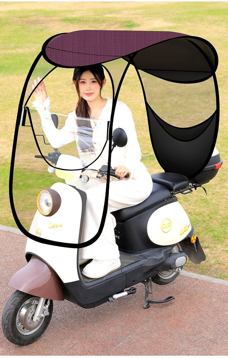 Electric vehicle, electric scooter, and motorcycle rain and sun protection canopy, thickened, detachable, rainproof, sunproof, and windproof
