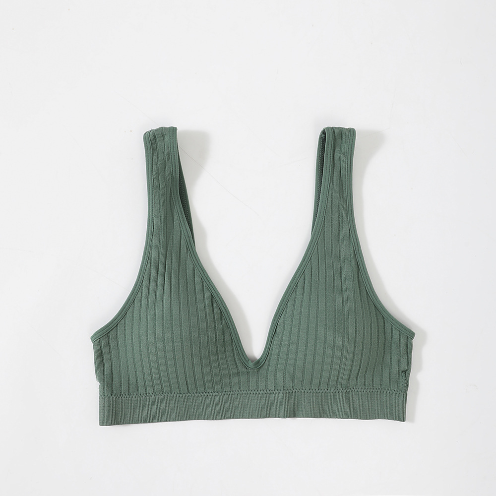 Mujeres sexy deportes yoga envuelto pecho belleza sin costuras espalda ropa interior Estilo francés transfronterizo Deep V Plus tamaño base del sujetador Chaleco