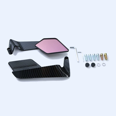 Cross-Border New Motorcycle Rearview: Motorcycle rearview mirror - carbon-fiber-black-mirror-housing-purple-mirror