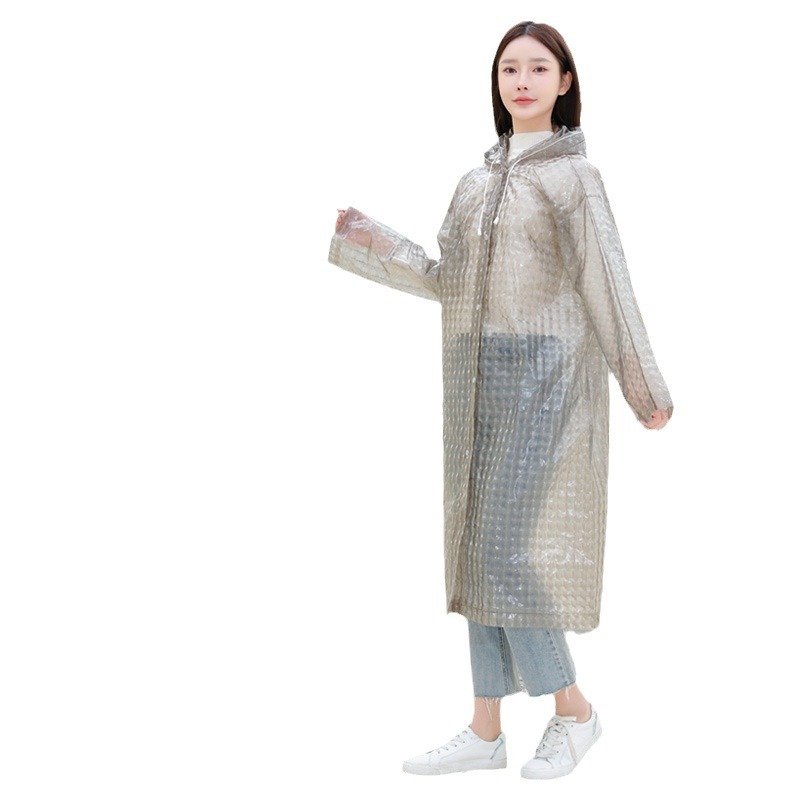 3DEVA 일회용 비옷 긴 전신 비바람 방지 성인 여성 투명 두꺼운 판초