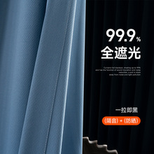 2025新款  全遮光窗帘 现代简约风 客厅加厚美观餐厅书房绒布窗帘
