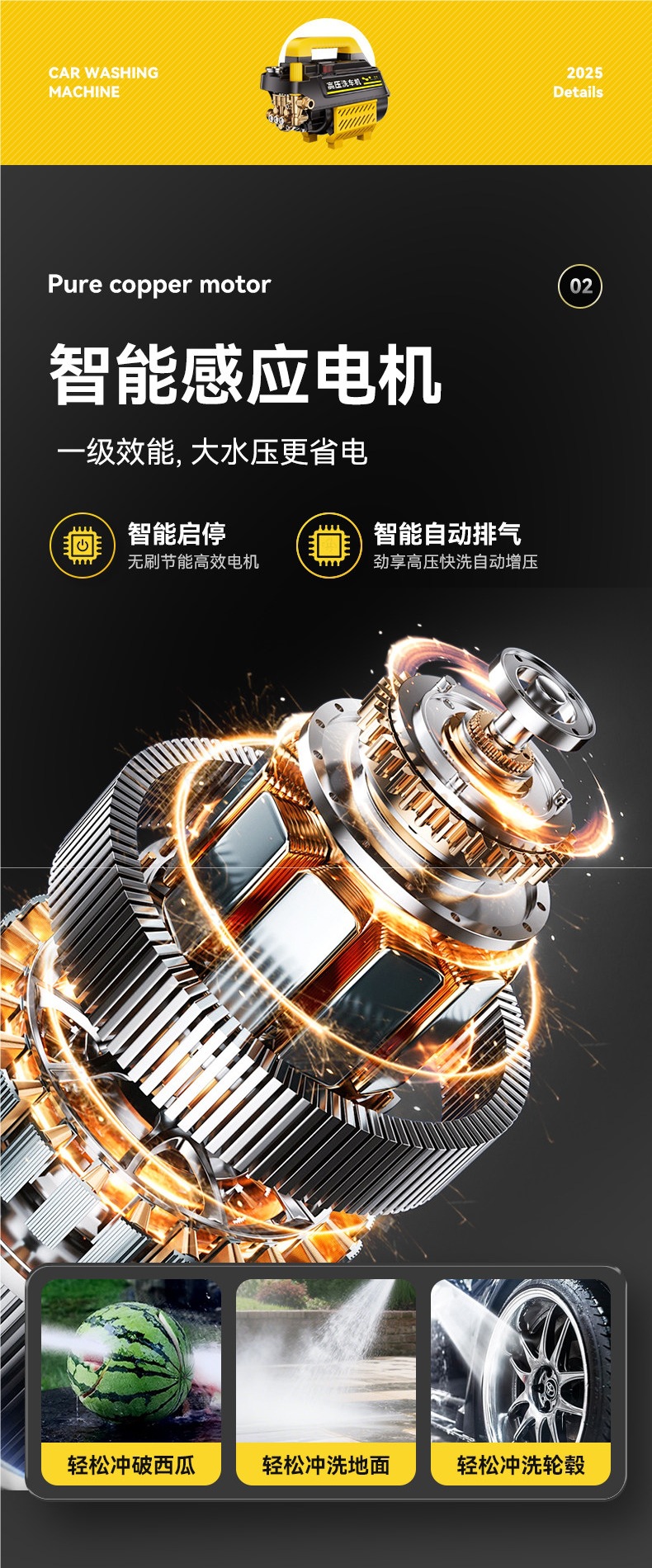 Car Washing Machine High-Pressure Water Gun for Home Use 220V Car Washing Tool Powerful Floor Cleaning Booster Pump High-Power Air Conditioner Cleaning