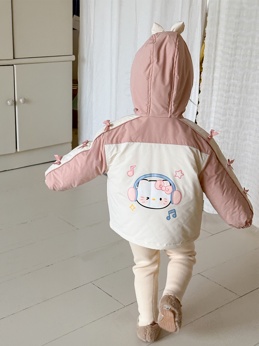 Sugar Pear ropa infantil niñas vestir abrigo de invierno 2024 nuevo estilo de niños coreano algodón sandwiched abrigo de ropa de bebé