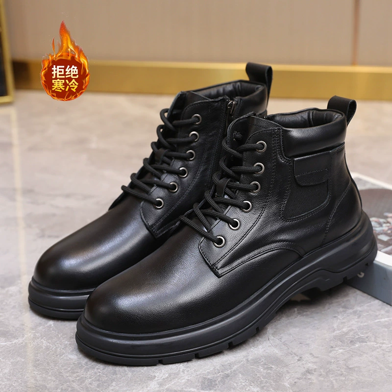 Зима 2029, новый стиль, универсальные мужские ботинки из козьей кожи с ремешком из натуральной кожи, удобные и теплые ботинки, повседневная мужская хлопковая обувь