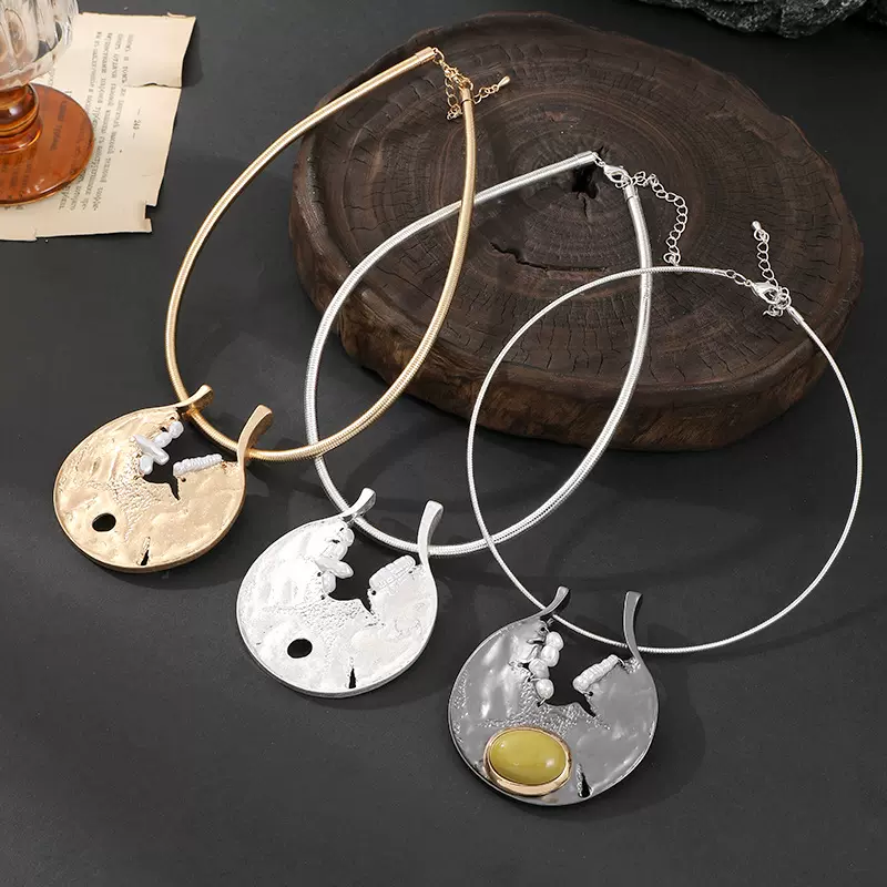 新款短项链亚马逊跨境金属夸张欧美镂空饰品项圈女士专供首饰批发