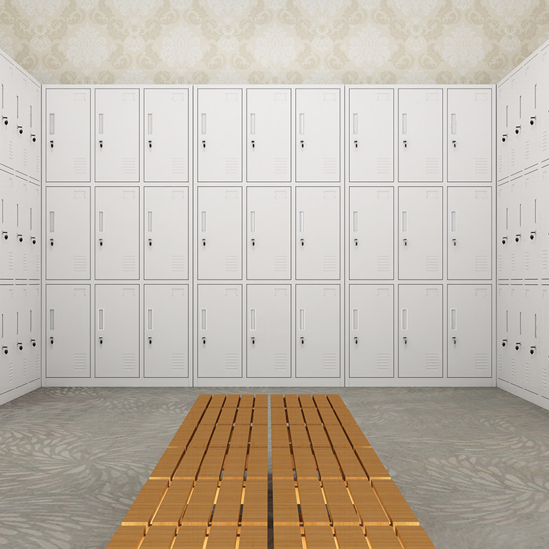 Armario de personal dormitorio escuela armario de chapa armario de almacenamiento gimnasio armario de almacenamiento con cerradura armario de cambio multipuerta