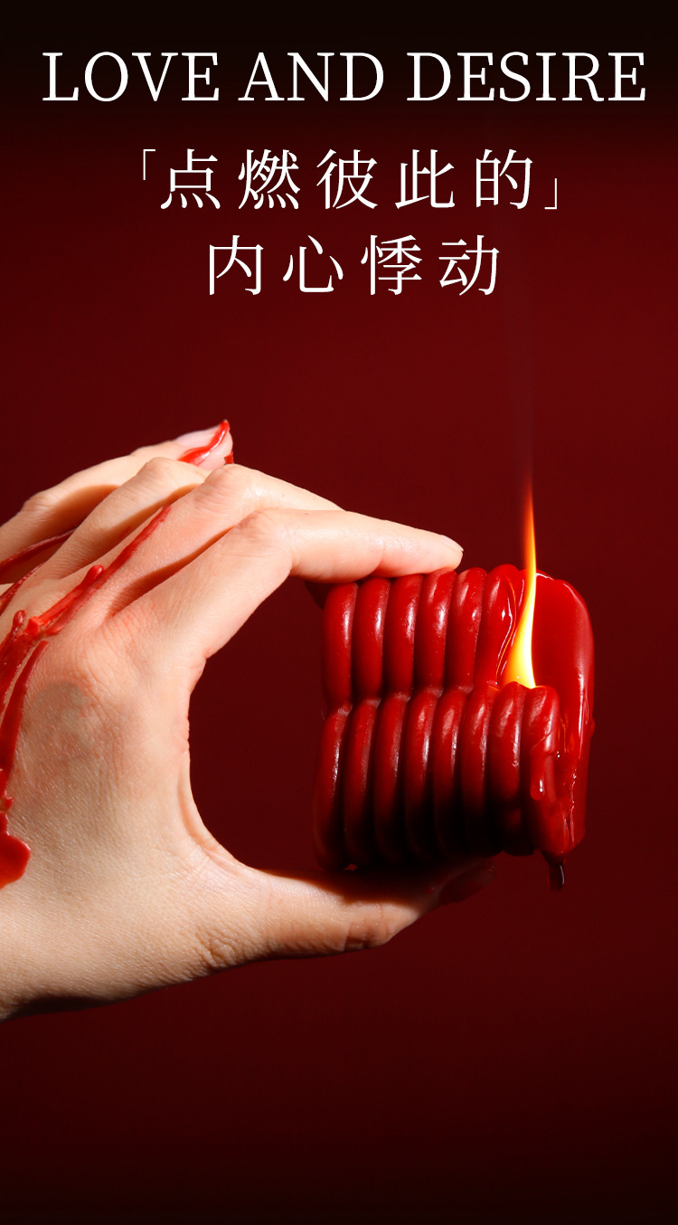 Low-Temperature Soy Wax Massage Candle for Couples, Gilt Heart Design, Black-Red — detail image 11