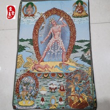 红色怀旧收藏网红货源刺绣织锦画唐卡客厅装饰画卡雀佛母
