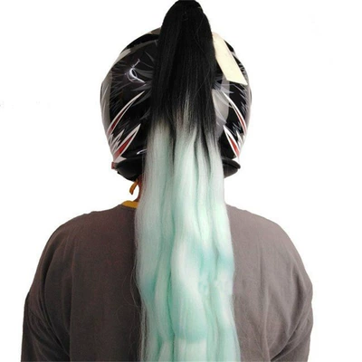 Motosiklet dəbilqələri — Decoration Ponytail DIY Detachable - black-blue-gradient-color