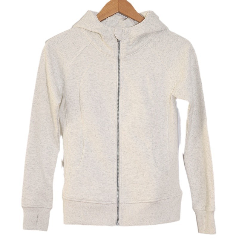 LULU fend スリムフィットスウェットシャツ レディース カジュアル ラフ フード付き ヨガジャケット 春用 裏起毛 保温トップス scuba