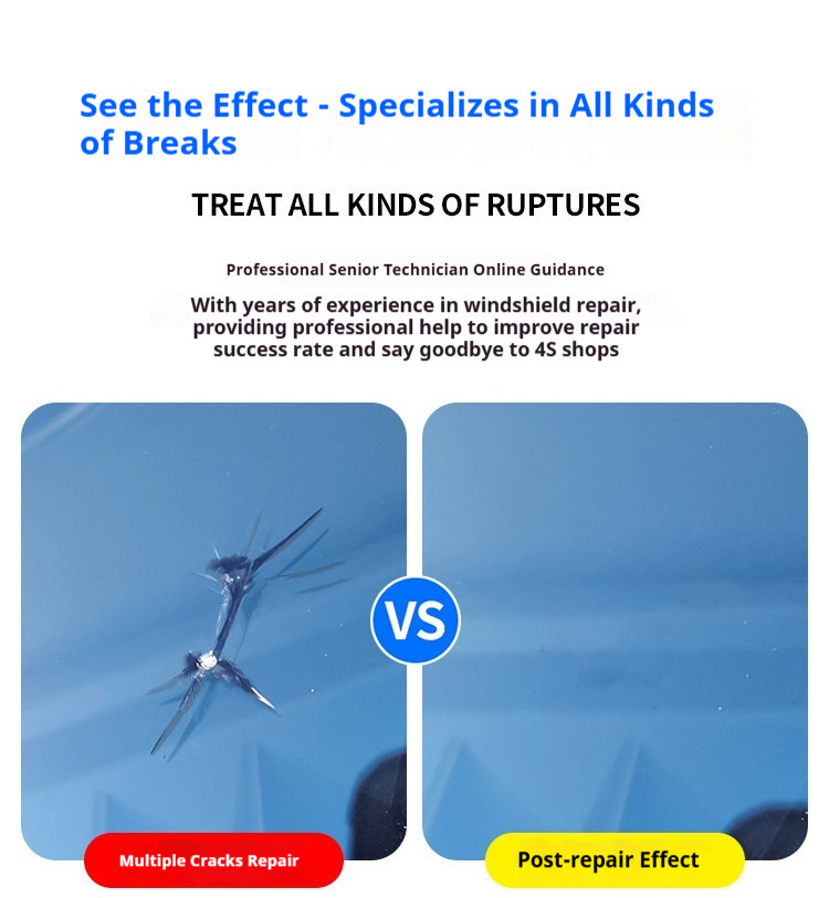Cross-Border Supply of Automotive Glass Repair Fluid for Front Windshield Scratch Repair, Windshield Crack Repair, Crackless Adhesive