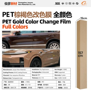 PET avtomobil rəng dəyişən plyonka, qəhvəyi rəng seriyası, vinil tam gövdə qoruyucu plyonka.