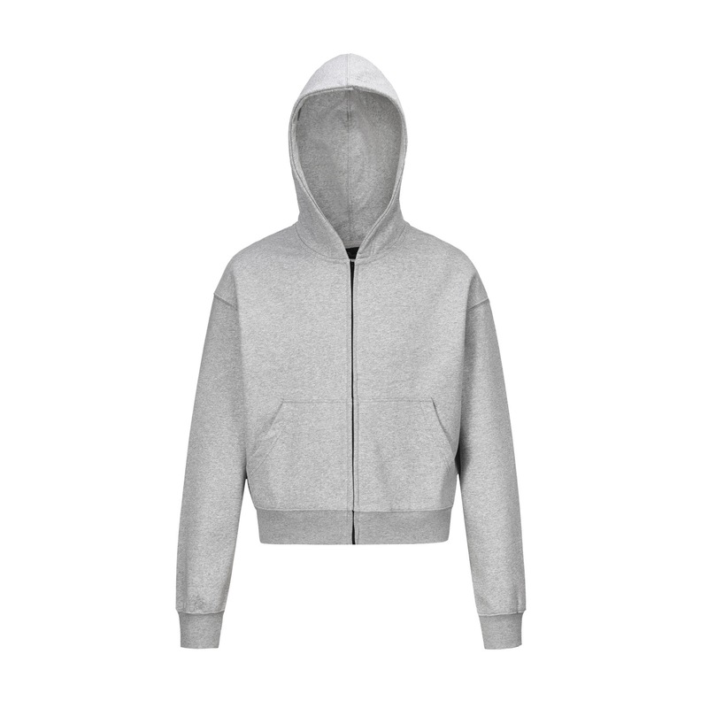 Dc+0036 American Cleanfit Gray Hooded Sweatshirt for Men and Women Retro Casual Boxy Short Loose Jacket