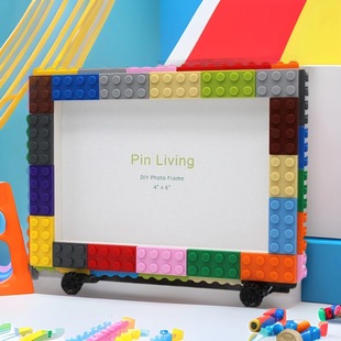 Spelling memory DIY children's building blocks photo frame color car wheel photo frame table handmade creative gift factory